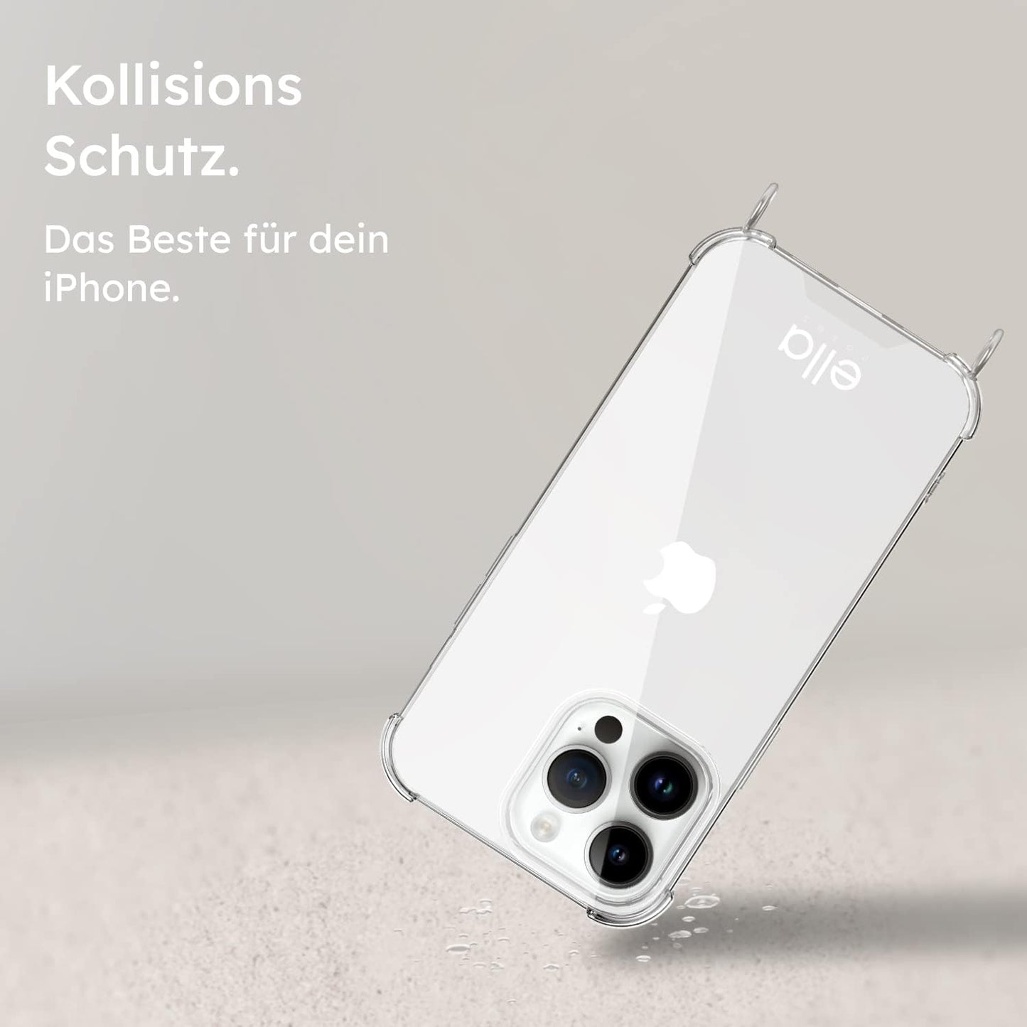 Hülle einzeln mit Ösen für Handyketten transparent / silber