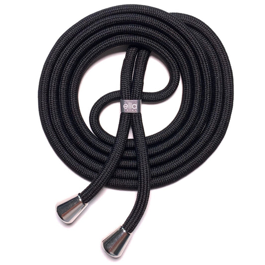 Handyhülle mit Band selber zusammen stellen, oder erweitern. Modulares Stoffband einzeln ohne Hülle schwarz mit silbernen Metallteilen. Endkappen abnehmbar, so kannst du deine Handykette immer deinem Style anpassen - ella cases